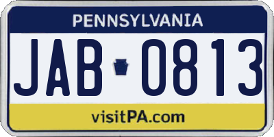 PA license plate JAB0813