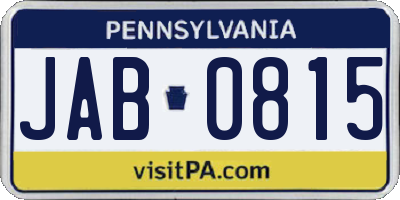 PA license plate JAB0815
