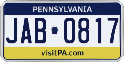PA license plate JAB0817