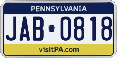 PA license plate JAB0818