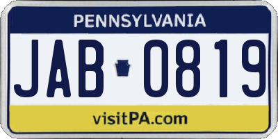 PA license plate JAB0819