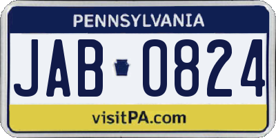 PA license plate JAB0824