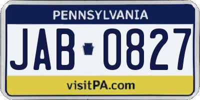 PA license plate JAB0827