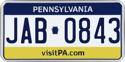 PA license plate JAB0843