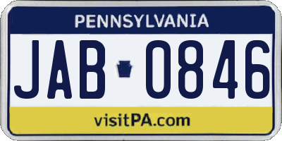 PA license plate JAB0846