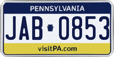 PA license plate JAB0853