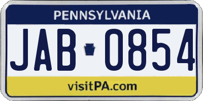 PA license plate JAB0854
