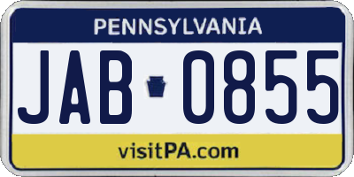 PA license plate JAB0855