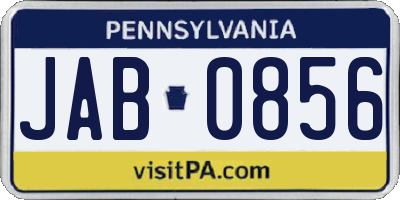 PA license plate JAB0856