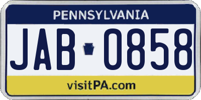 PA license plate JAB0858