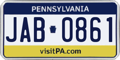 PA license plate JAB0861