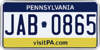 PA license plate JAB0865