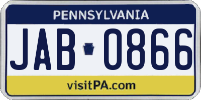PA license plate JAB0866
