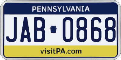 PA license plate JAB0868