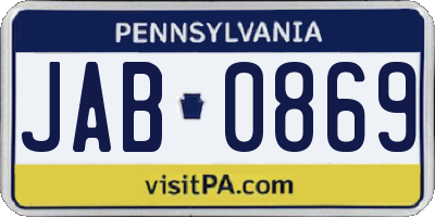 PA license plate JAB0869