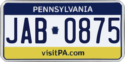 PA license plate JAB0875