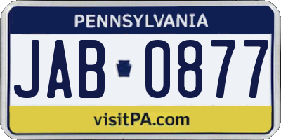 PA license plate JAB0877
