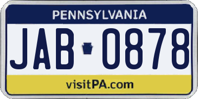 PA license plate JAB0878
