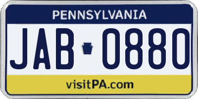 PA license plate JAB0880