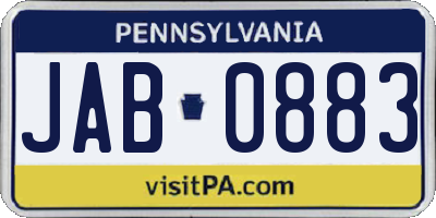 PA license plate JAB0883