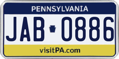PA license plate JAB0886