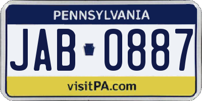 PA license plate JAB0887