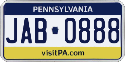 PA license plate JAB0888
