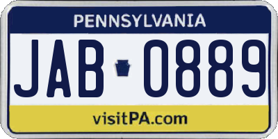 PA license plate JAB0889