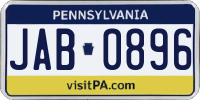 PA license plate JAB0896