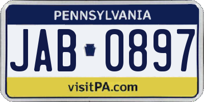 PA license plate JAB0897