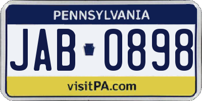 PA license plate JAB0898