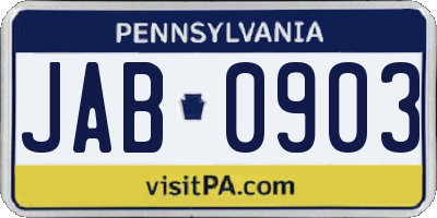 PA license plate JAB0903