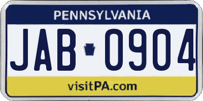 PA license plate JAB0904