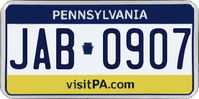 PA license plate JAB0907