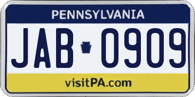 PA license plate JAB0909