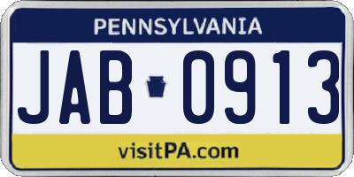 PA license plate JAB0913