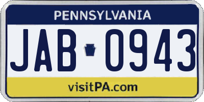 PA license plate JAB0943