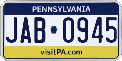 PA license plate JAB0945