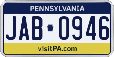 PA license plate JAB0946