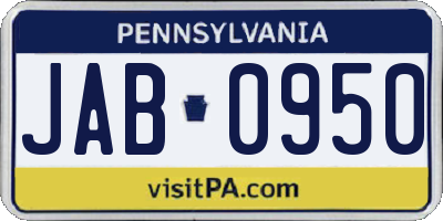 PA license plate JAB0950