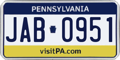 PA license plate JAB0951