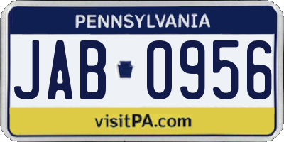 PA license plate JAB0956