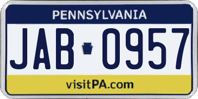 PA license plate JAB0957