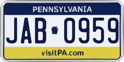 PA license plate JAB0959