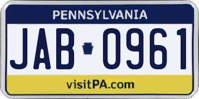 PA license plate JAB0961