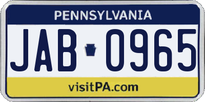 PA license plate JAB0965