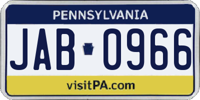 PA license plate JAB0966