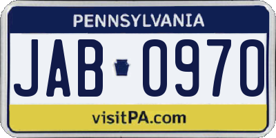 PA license plate JAB0970