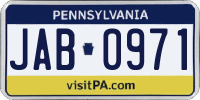 PA license plate JAB0971