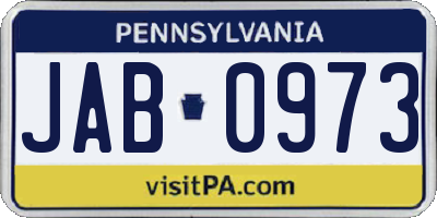 PA license plate JAB0973